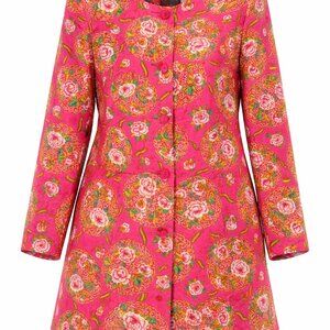 Ana Buchman Silk Floral Jacket Pink Button Front Blazer Vintage Chic 14  classic